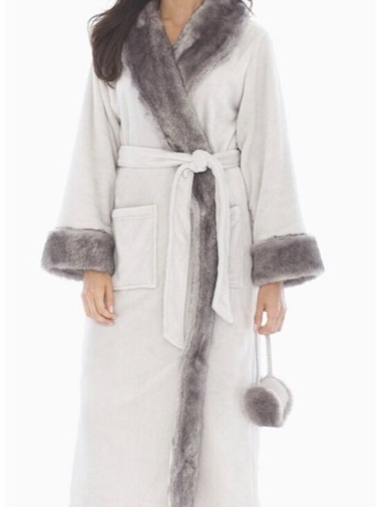 Soma Other - Soma Woman's Sz S/M Gray Luxe Plush Faux Fur Lunar Long Robe w/Tie